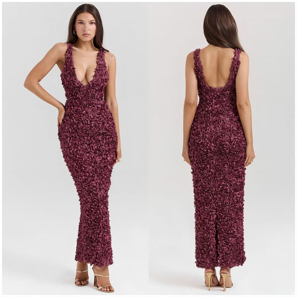 Elegant Floral High-Waist Sleeveless Midi Dress